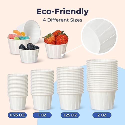 Miniatura 3 de Fit Meal Prep Paquete de 500 Vasos de papel tratado de 1 oz para porción de soufflé para muestras de condimentos para medir gelatina shots taza