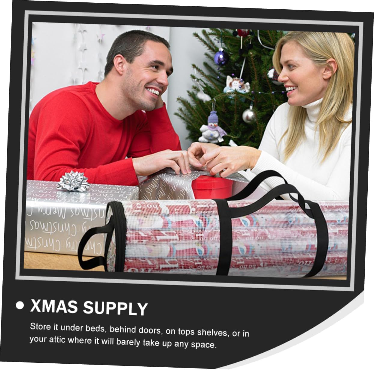 1pc Christmas Storage Bag Cylindrical Packing Holder for Home Storage Sundries Pouch for Wrapping