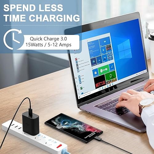 Miniatura 2 de El cable USB-C original de 10 pies funciona para Xiaomi Poco X3 Pro con carga rápida y transferencia de datos. (blanco 3M), cable (blanco)