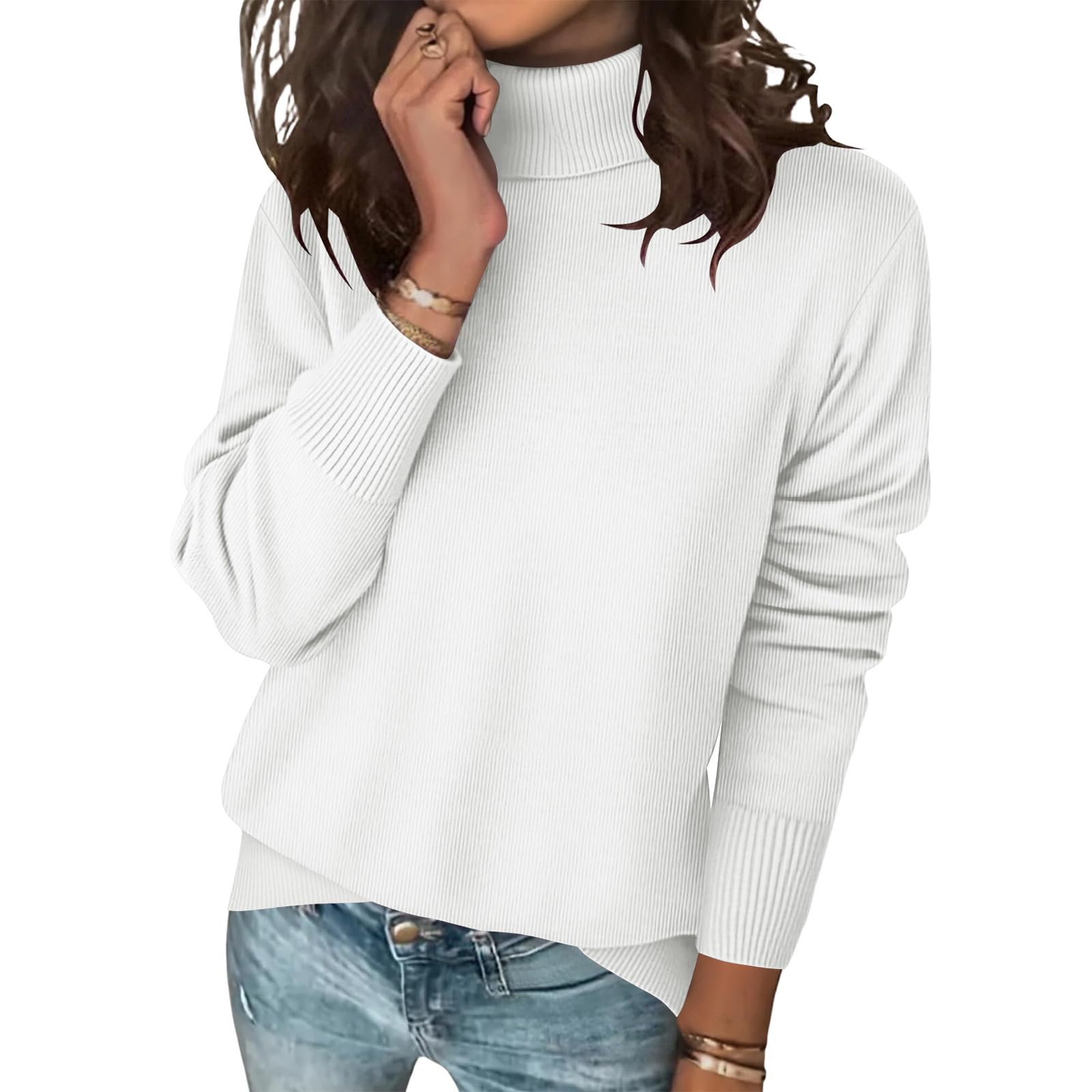 Turtleneck Sweaters for Women Long Sleeve Solid Color Knitted Pullover Tops Casual Soft Lightweight 2026 Basic Outfits