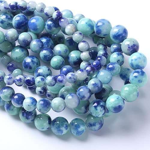 Miniatura 1 de 60 cuentas de piedra de jade persa verde natural de 0.236 pulgadas para hacer joyas, cuentas espaciadoras sueltas redondas y sueltas, pulseras y