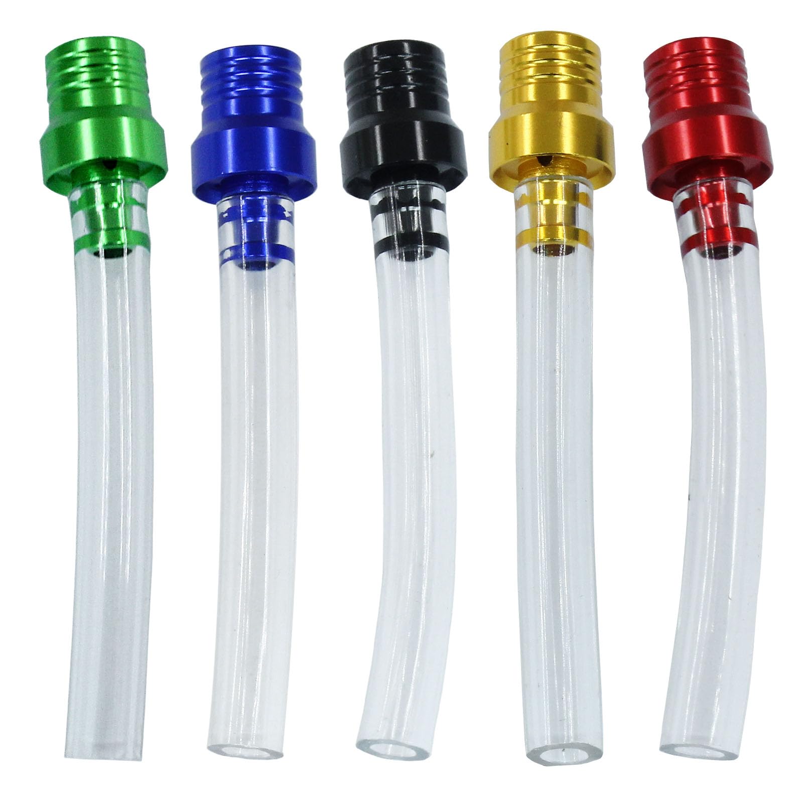 Zorveiio - Paquete de 5 tapones de gasolina para motocicleta, tubo de ventilación bidireccional, manguera de ventilación para motos de cross, quads, todoterrenos, 5 colores surtidos