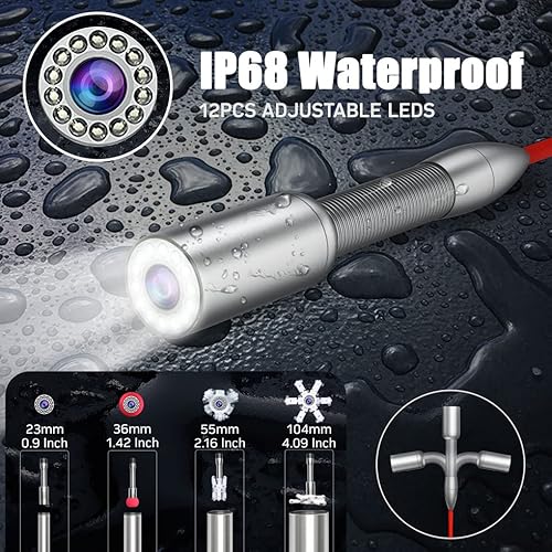 Sewer Camera, Pipe Inspection Camera With Distance Counter Plumbing Snake Camera Dvr Recorder Waterproof Ip68, Anysun 100Ft/30M Industrial Pipeline Drain Endoscope With 7" Lcd Color Monitor #TOP2