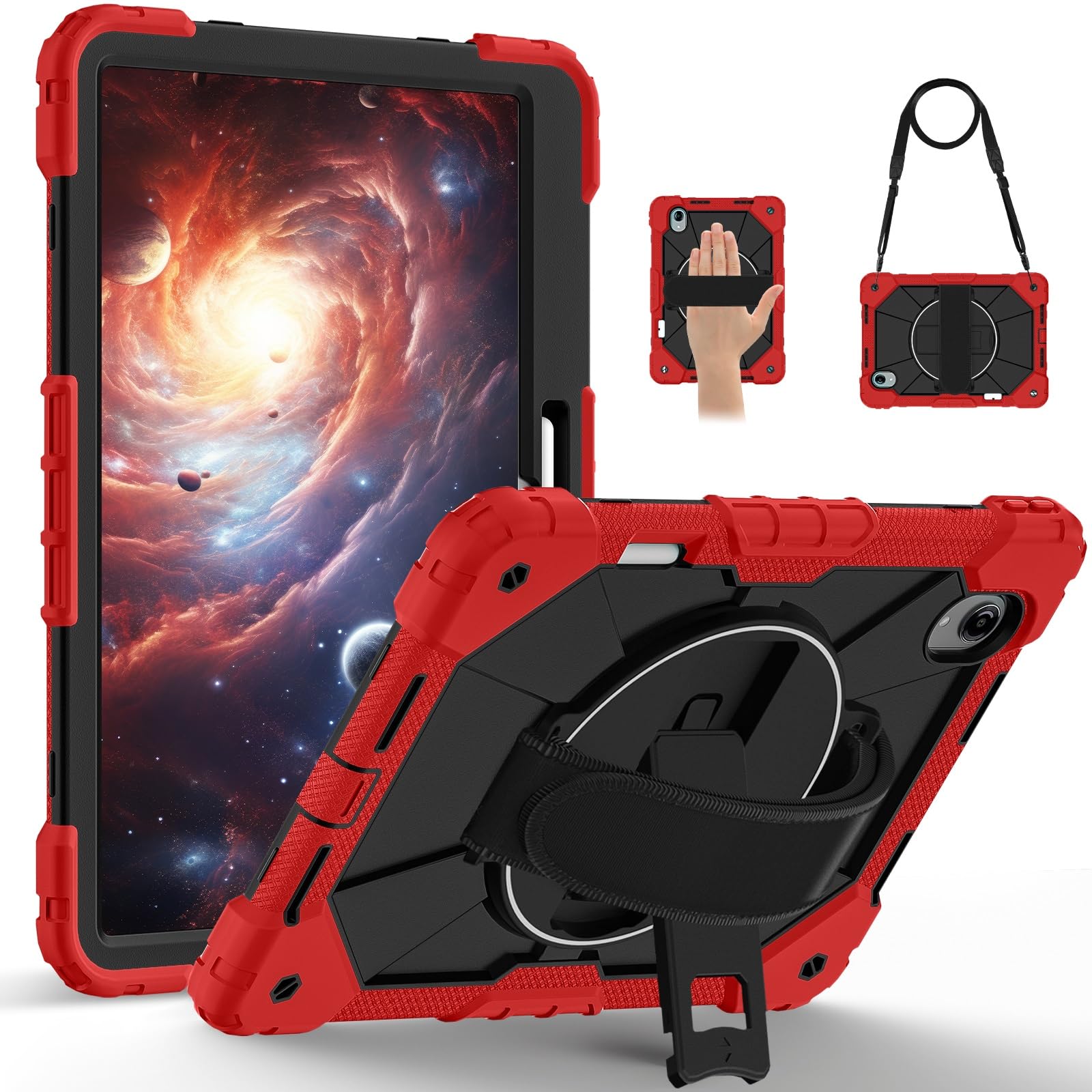 Etui na Lenovo Idea Tab Pro Gen 2/Xiaoxin 13/Xiaoxin GT 13, 13-calowe, odporne wstrząsy etui hybrydowe Obrotowy stojak, Wbudowany pojemnik ołówki, Odporny zarysowania silikonowy pancerz PC(Rosso)