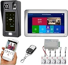 Campainha de vídeo eletrônica 10 polegadas Wifi sem fio com impressão digital Cartão IC Sistema de interfone de vídeo porteiro com sistema de controle de acesso à porta AHD 1080P com fio Campainha com