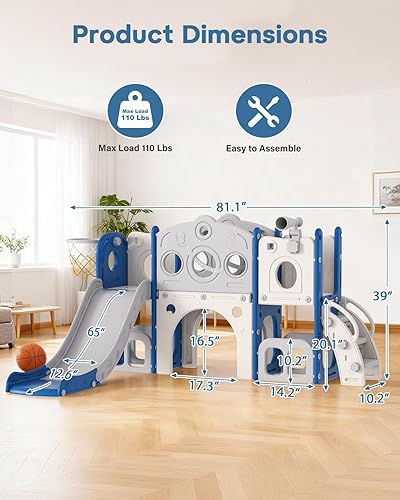 Miniatura 6 de Babytronic Juego de toboganes para niños pequeños 8 en 1, tobogán para interiores y exteriores para niños pequeños de 1 a 3 años, juego para niños