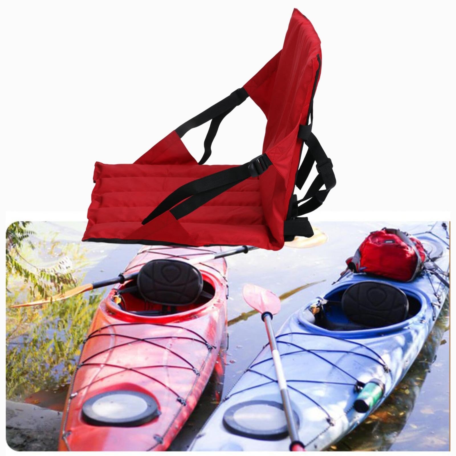 Homyl Asiento de Kayak Almohadilla Universal Plegable Soporte Respaldo Acolchado Bolsillo Malla Ajustable en EVA Adecuado para Botes Pesca Camping Actividad