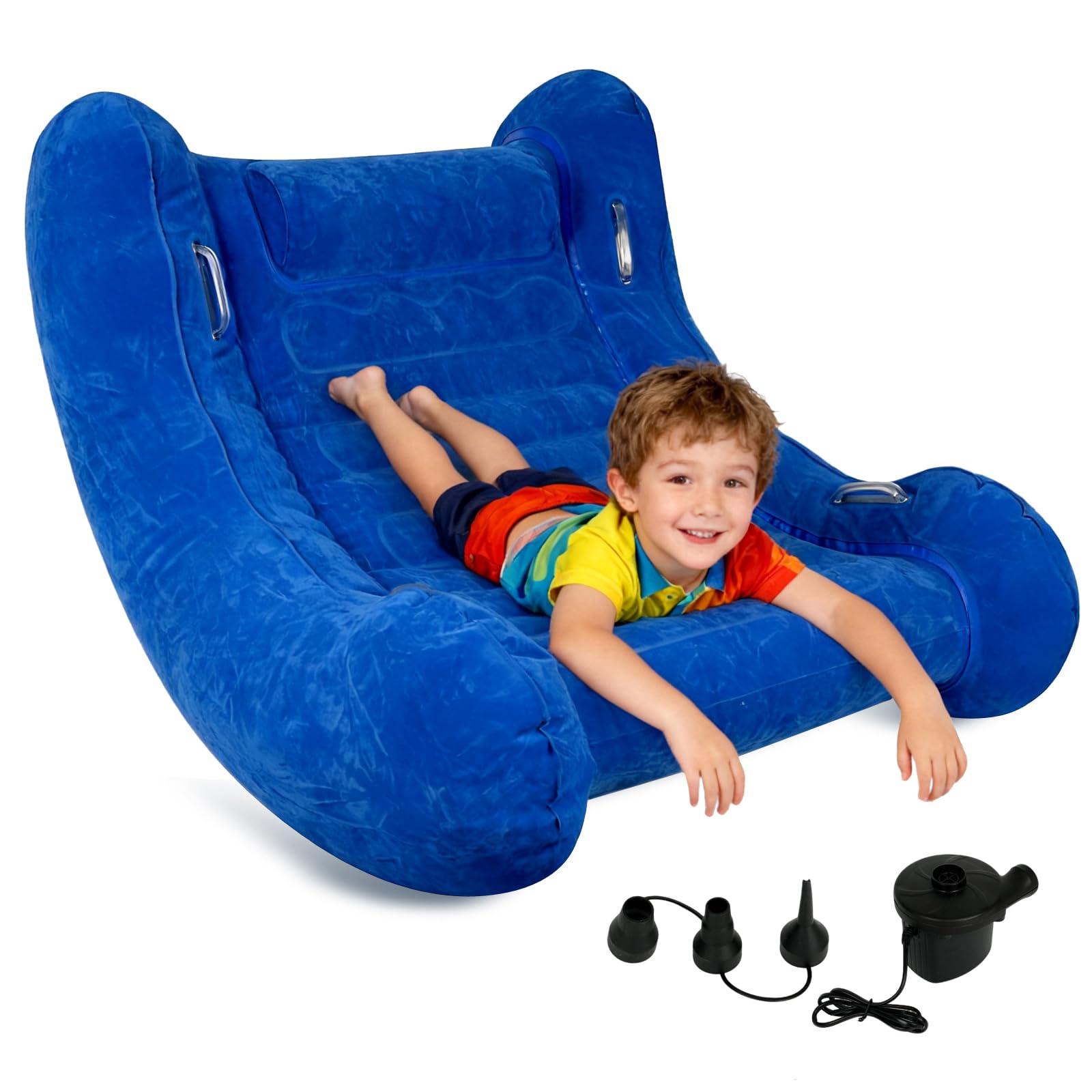 BeiliuDevise Sensory Rocker Chair for Kids, Inflatable Chair for Kids – Full-Surface Velvet Flocking, 42” x 42” x 46”, Ultra-Durable, Sensory Chair