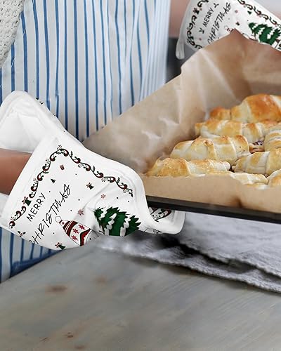 Miniatura 6 de Snowman - Juego de 5 soportes para ollas para cocina, antideslizantes y aislantes de calor, juego de agarraderas de tela de toalla con bolsillo,