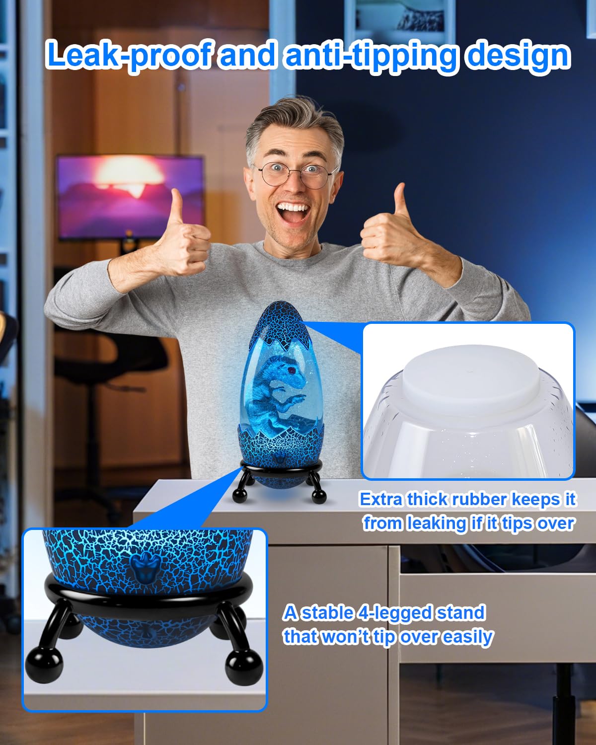 Lampe dinosaure LED en forme d'œuf de dinosaure avec télécommande, 13 couleurs changeantes, décoration tactile et télécommande pour la maison, la chambre d'enfant, idée de cadeau de Noël ou