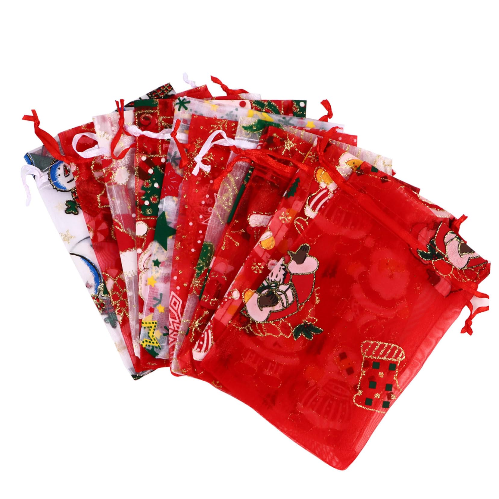 KOMBIUDA Bolsas De Envolver De Navidad 50 Pcs Estrella De Nieve Papá Noel y Alce Para Dulces y Obsequios