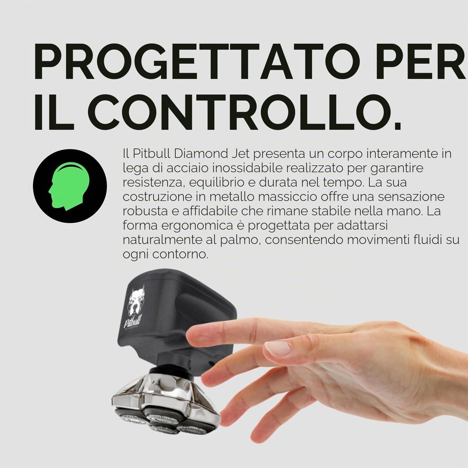 Skull Shaver Pitbull Diamond – Rasoio Elettrico Senza Fili per Testa e Viso da Uomo – Con Modalità Turbo, Uso Wet & Dry, Lame PRO, Custodia da Viaggio e Rifinitore Baby Beast 3SUM