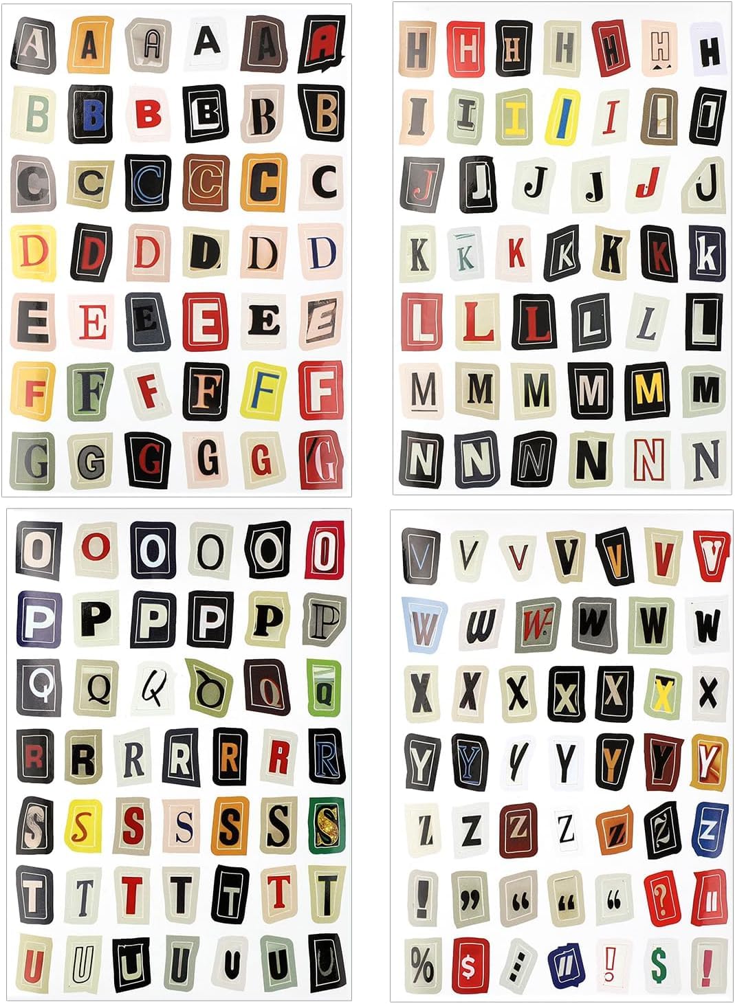 Titu ki baatein 4 Sheets English Alphabet Symbol Label Sticker, Vintage Letters Scrapbook Stickers Aesthetic Alphabet Journal Scrapbook Supplies Kit for Scrapbooking-image-37