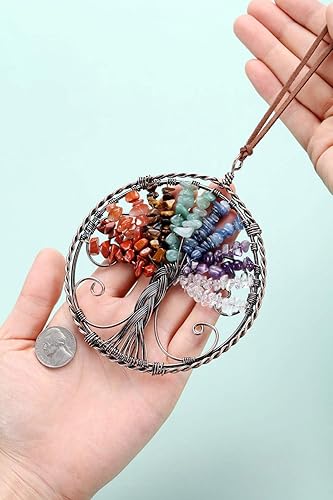 Miniatura 3 de PESOENTH Piedras de chakras, cristales curativos, árbol de la vida, atrapasueños, decoración para colgar en la pared, regalos para mujeres