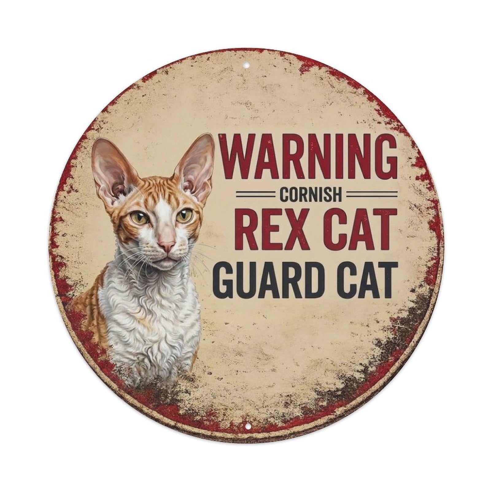 Tgrcjimh Style Metal Tin Sign Vintage Warning Cornish Rex Cat