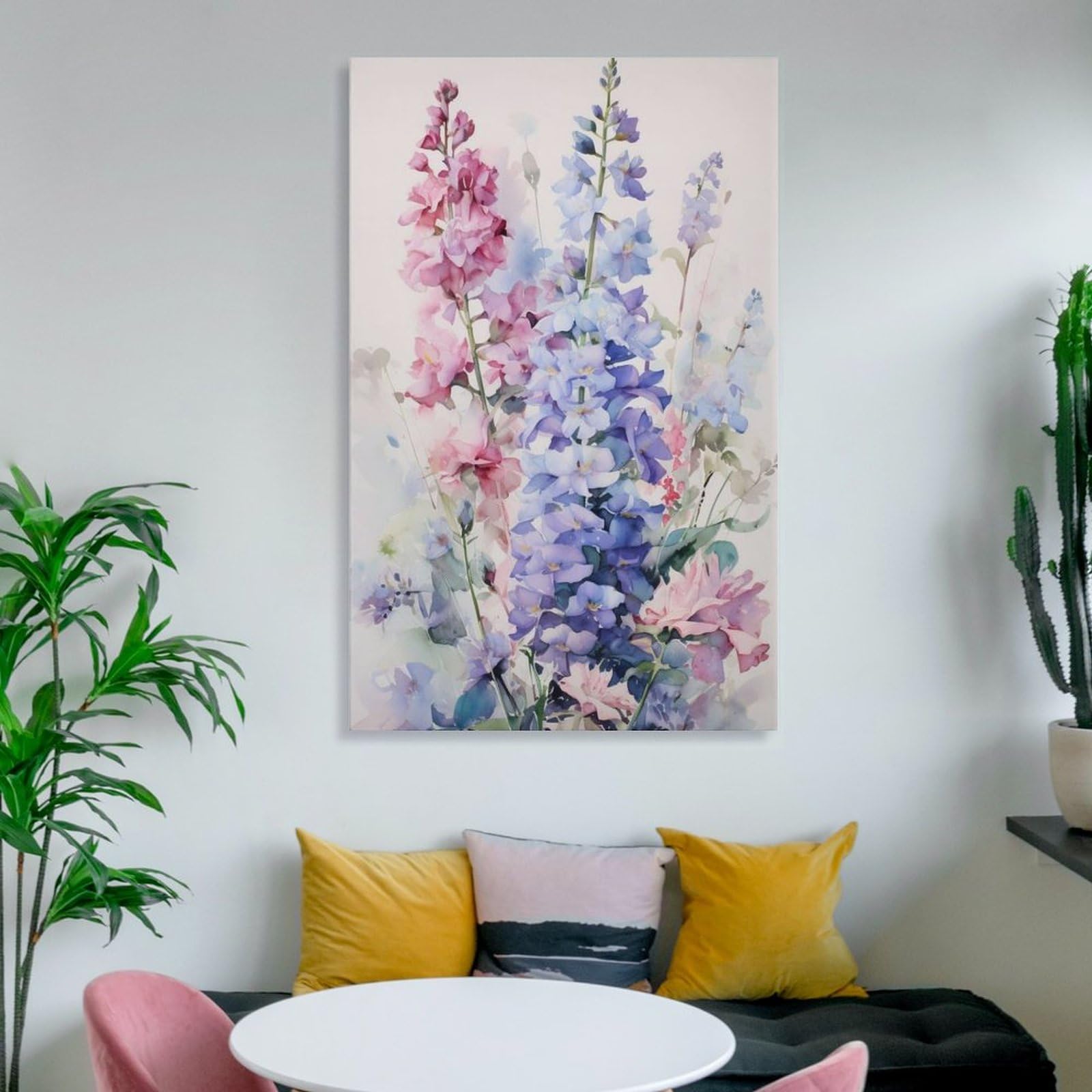 Amazon.co.jp: 絵画 高デルフィニウムの花の水彩画インテリア 絵画