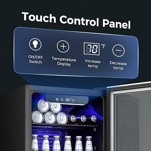 Miniatura 4 de Kismile Refrigerador y enfriador de bebidas de 2.3 pies cúbicos, mini puerta de vidrio para 85 latas, pantalla digital de temperatura para