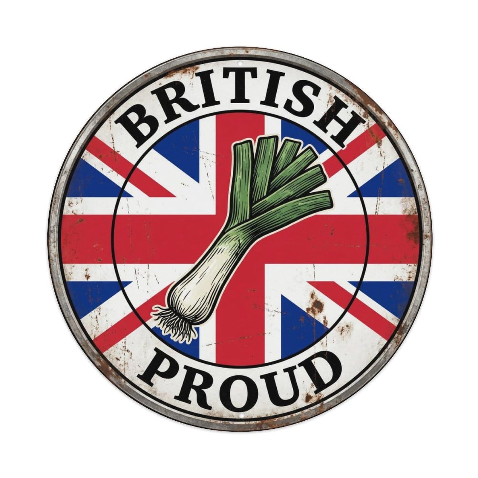British Proud Leek Botanical Heritage Emblem Metal Tin Sign