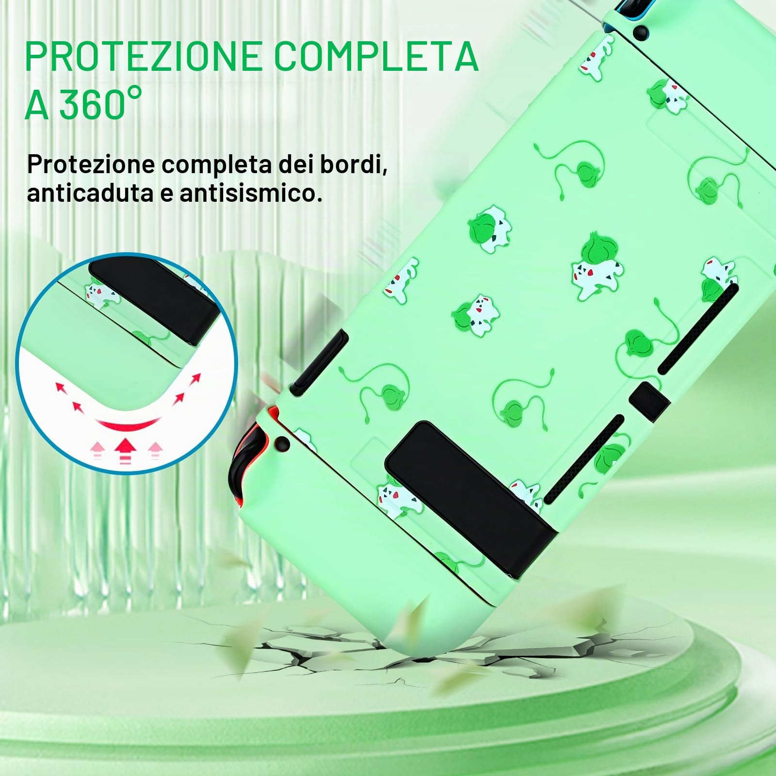 DLseego Custodia protettiva compatibile con il modello di interruttore, cover morbida al tatto sottile con 2 tappi per pollice e ciondolo a forma di palla di elfo, assorbimento degli urti e