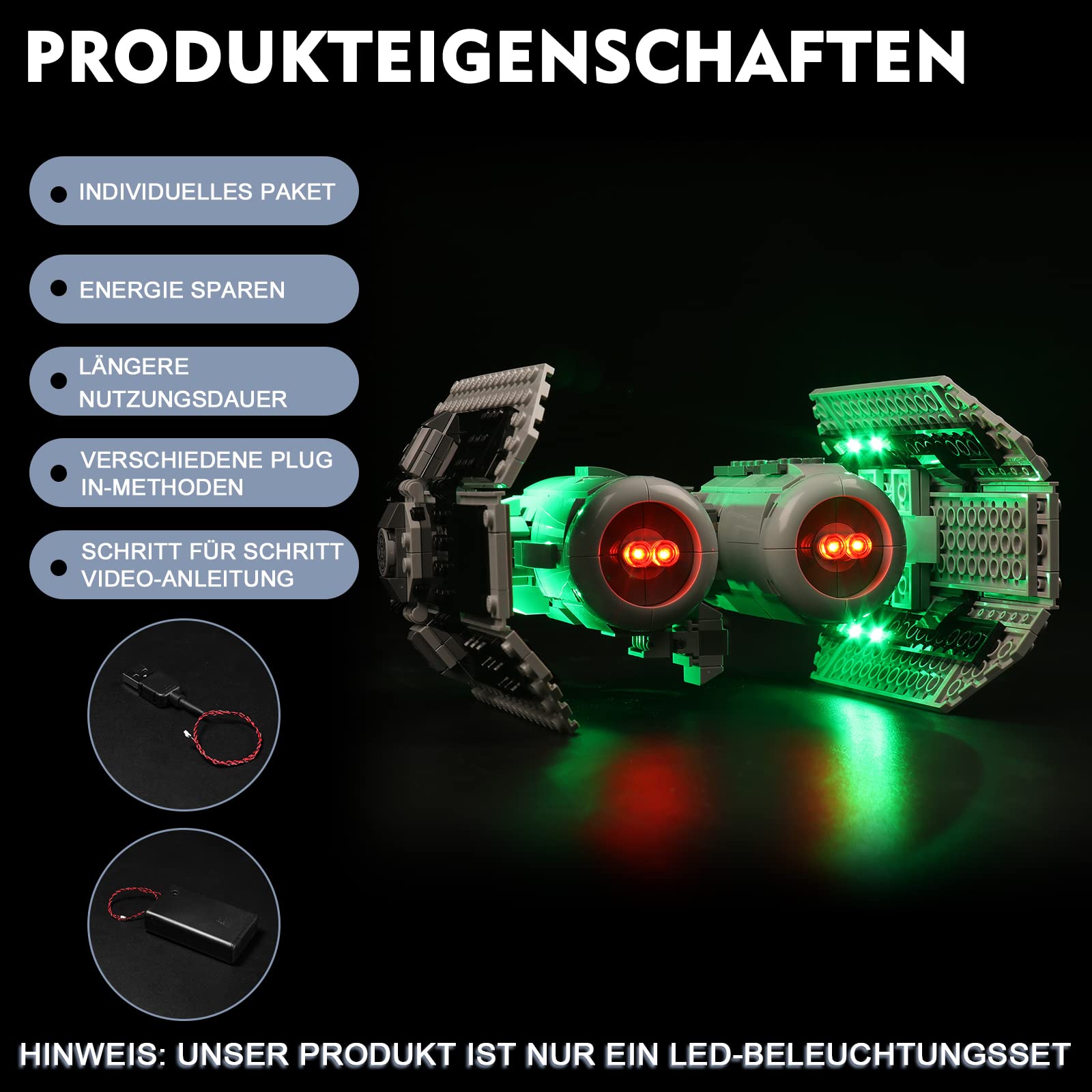 Kit d'éclairage LED pour Lego 75347 Kit de Maquette de Bombe TIE, kit d'éclairage de décoration à Faire soi-même pour Lego TIE Bomber 75347 Creative Toy Light (Pas de modèle Lego) - 4