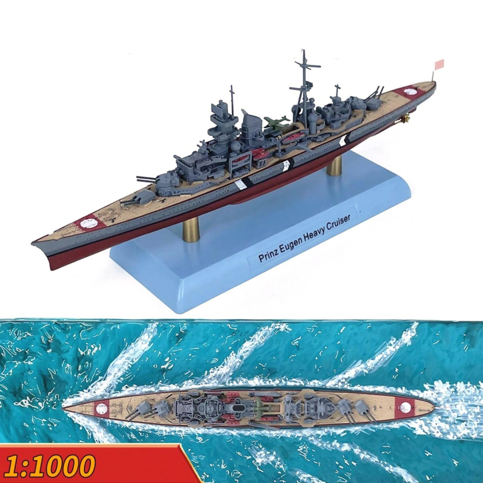 MOUDOAUER 1:1000 WWII Prinz Eugen Schwere Kreuzer Schiff Modell Simulation Kampffahrschiff Militärwissenschaft Ausstellungsmodell