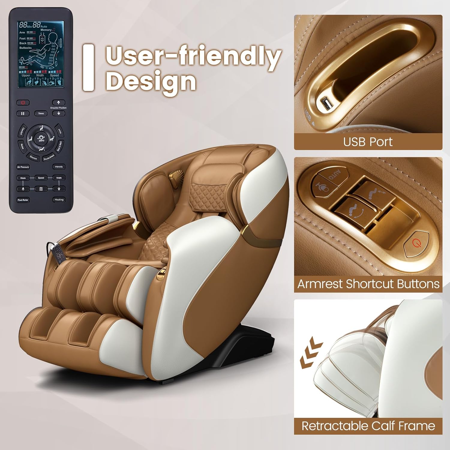 ARLIME Relaxe Zero Gravity Shiatsu Massage Chair with Heating (SL-Track) (Coffee, Without Cushion)