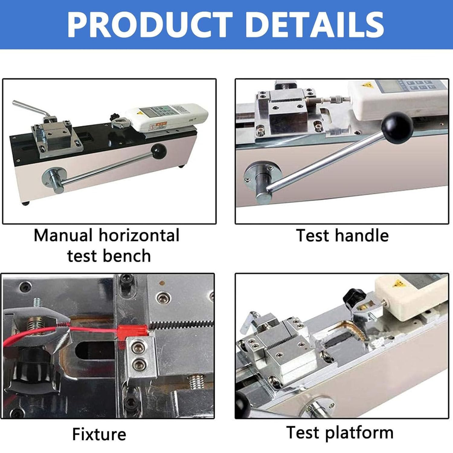 Dinamómetro digital de fuerza de tracción de 500 N, dinamómetro horizontal manual digital de empuje y tracción HPH, comprobador de fuerza, equipo de prueba de fuerza con soporte de montaje
