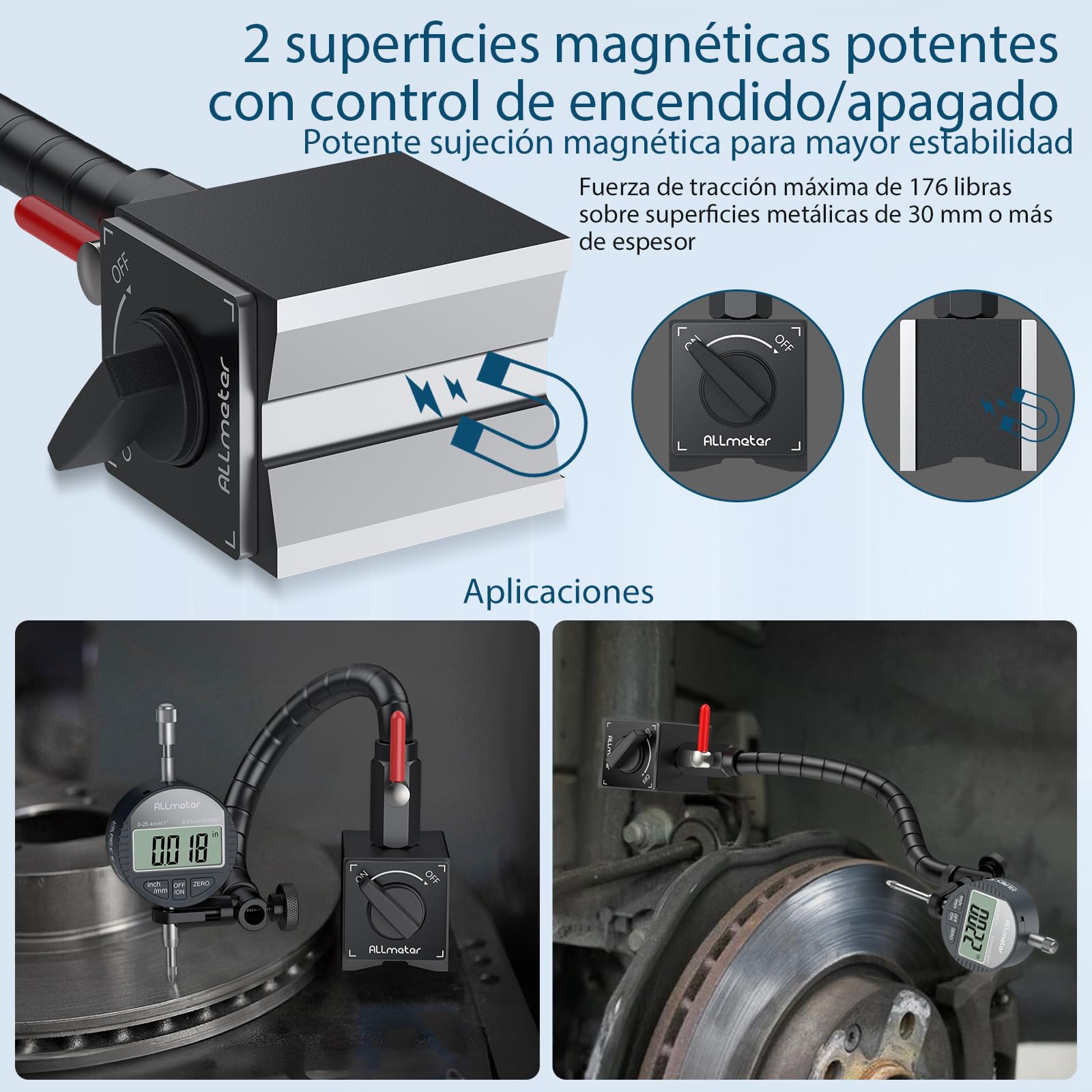 Juego de comparador digital con base magnética flexible, 0–25,4 mm / 0–1 pulgada, pantalla LCD, conversión mm/pulgadas, herramienta de medición de alta precisión para taller