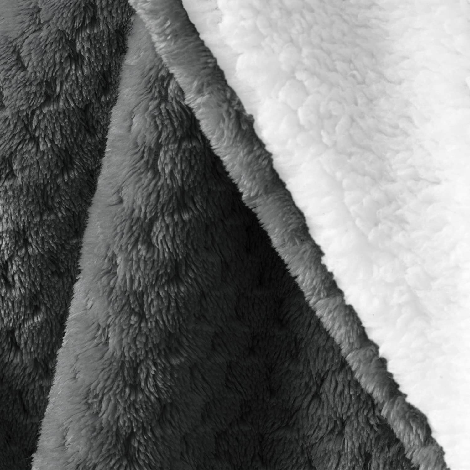 AmeliaHome Coperta 170 x 210 cm, delicata trapuntatura, effetto pelliccia di agnello, colore: antracite