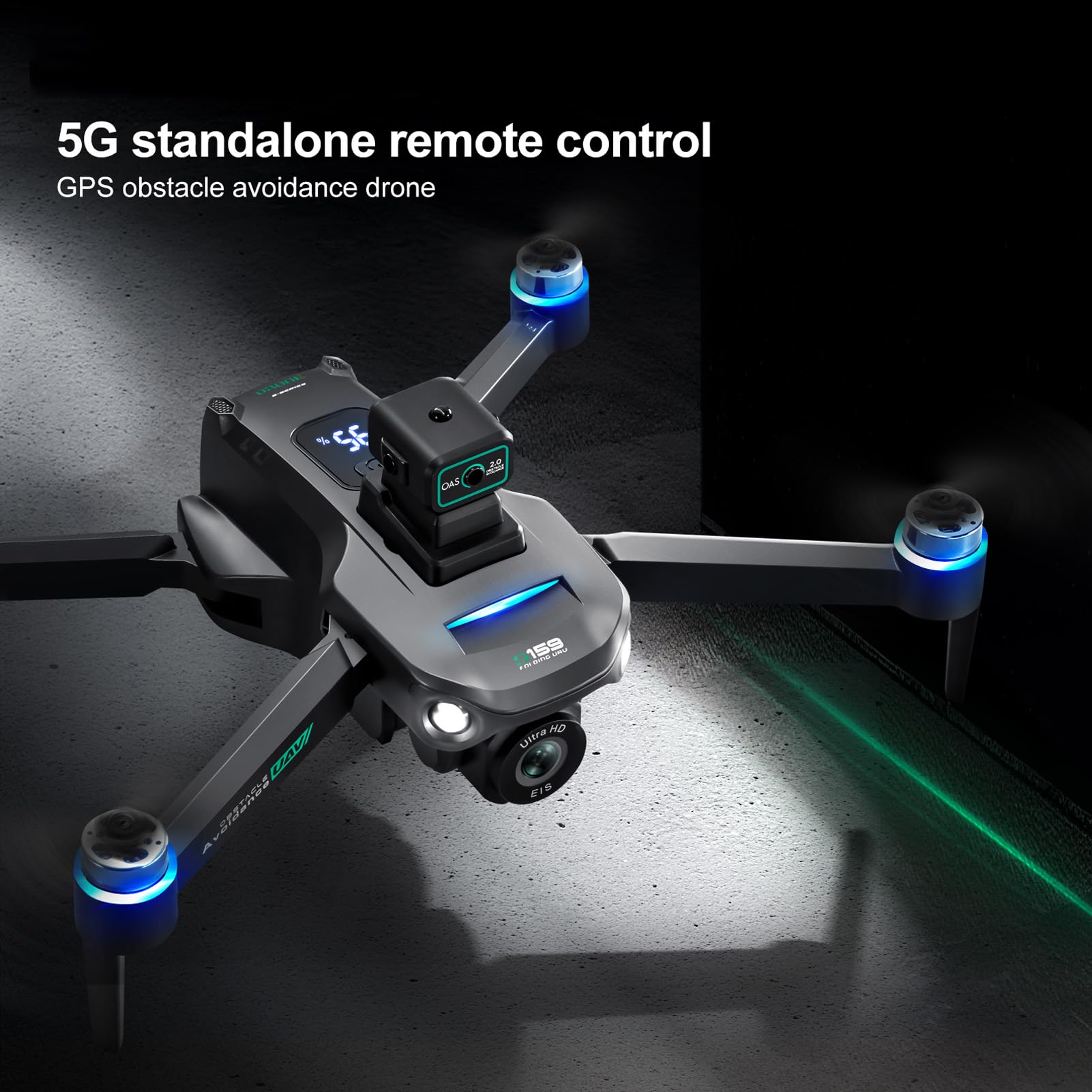Jectse Drone con Doppia Fotocamera, Quadricottero RC Pieghevole Senza Fili 5G per Principianti, Drone con Motore Brushless con Evitamento Ostacoli, Volo Stazionario Stabile, Fotografia