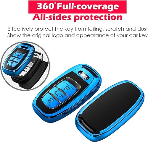 Miniatura 5 de Tukellen Funda para llavero Audi, TPU suave de alta calidad, protección completa de 360 grados, compatible con Audi R8 Q5 Q7 S3 S4 S5 S6 S7 S8 SQ5