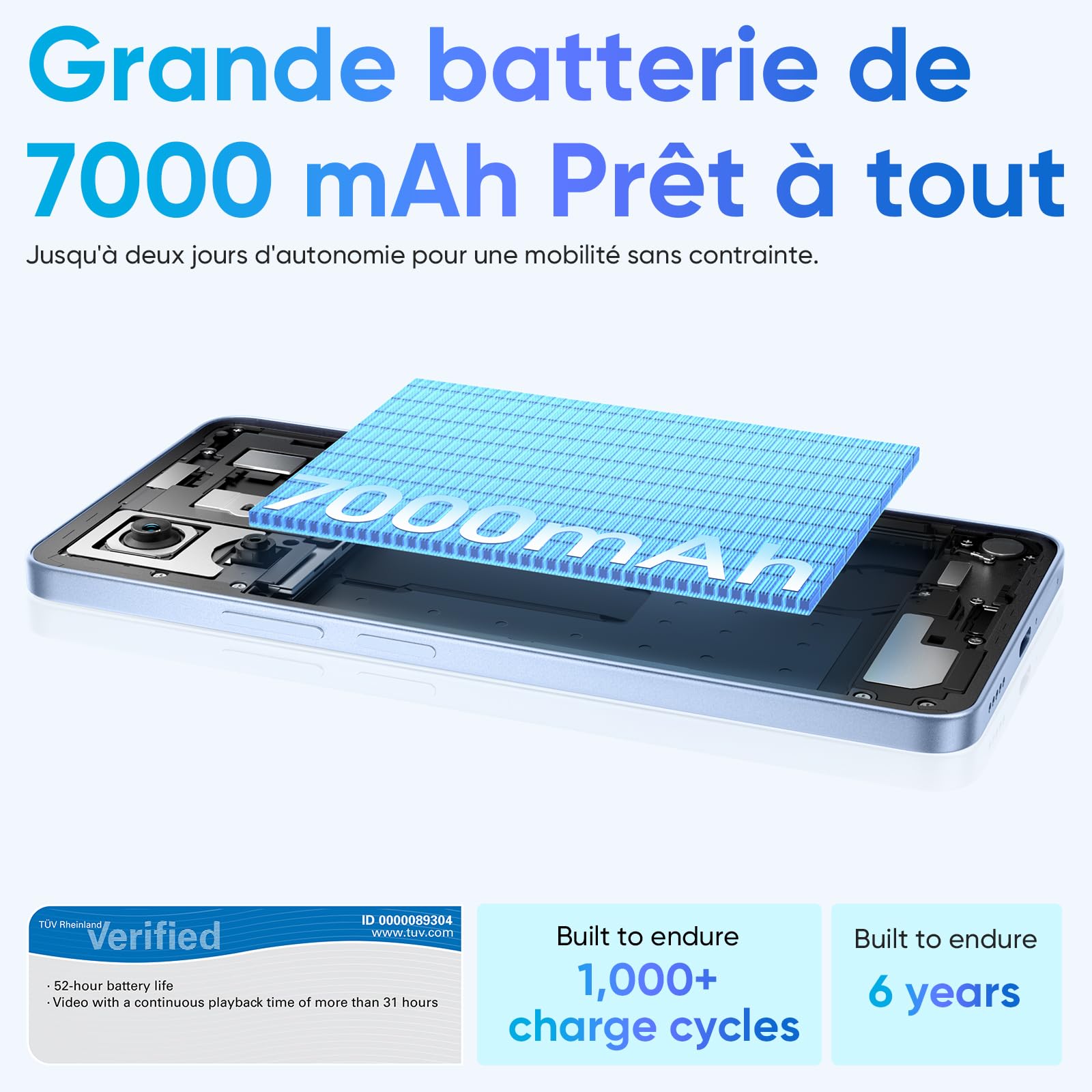 HONOR X8d Smartphone, Écran AMOLED 6,77" 3000 nits,8+256GB, Appareil Photo 108MP, Batterie 7000mAh, Charge 45W, Résistance à l’Eau IP65 (Light Blue, 256, GB, 8, Go)