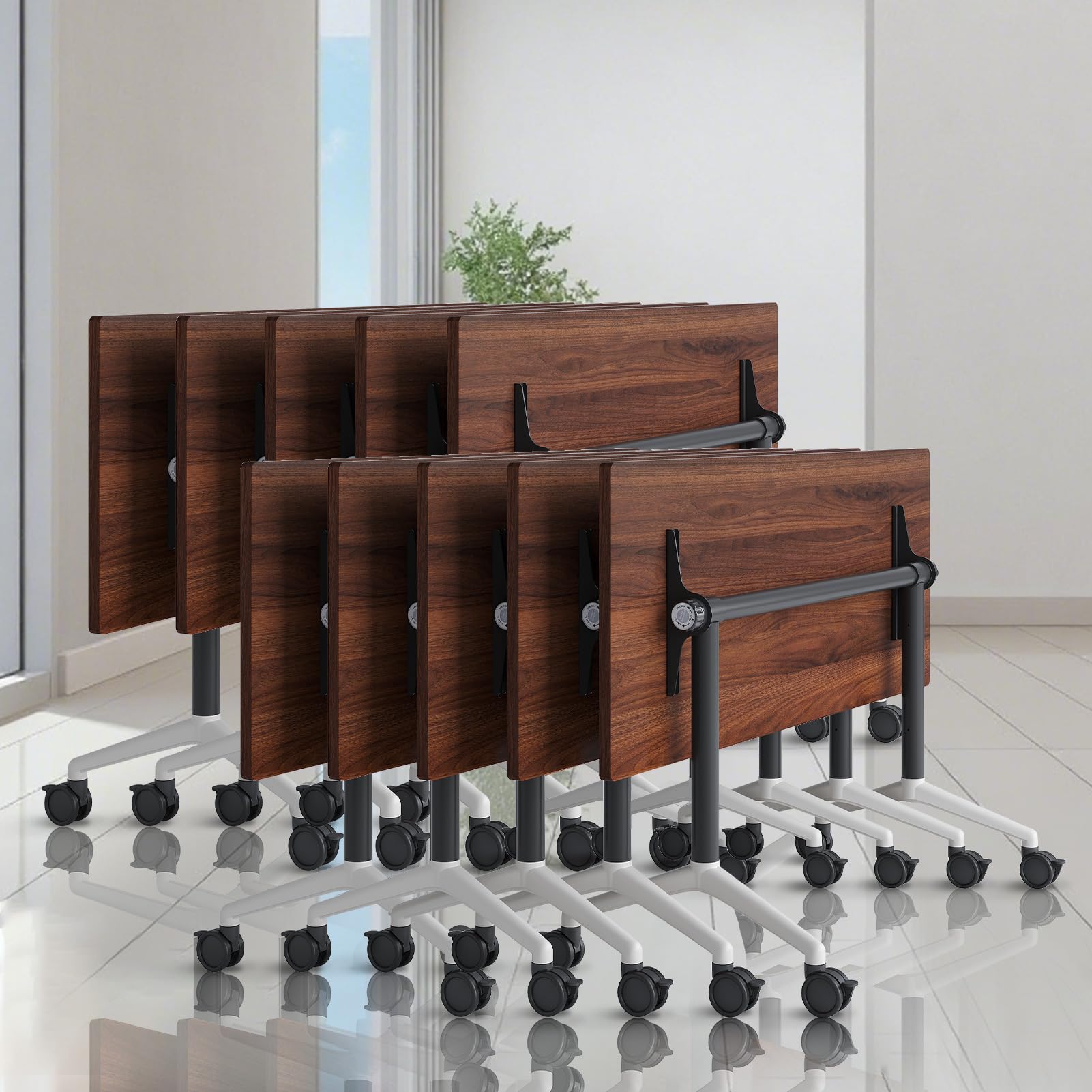 Folding Conference Room Tables Seminar Conference Table Modern Flip Top Training Meeting Tables Conference Room Table with Wheels