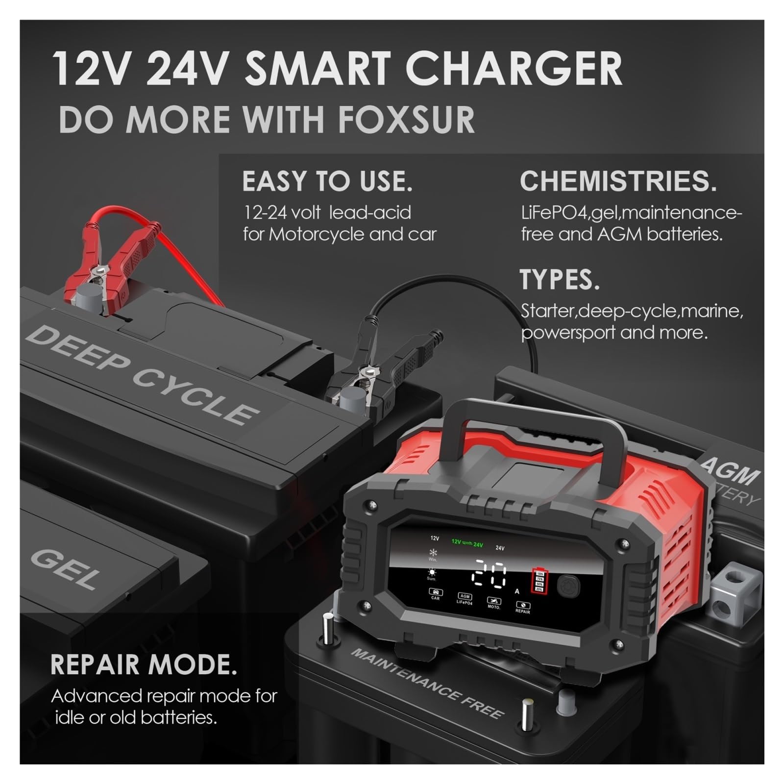 7 Segmentowa Ładowarka Samochodowa Naprawa Impulsów 300W W Pełni Automatyczna Inteligentna 20A 12V/24V Do Ładowania Kwasowo-ołowiowego Precyzyjne łAdowanie(Yellow)