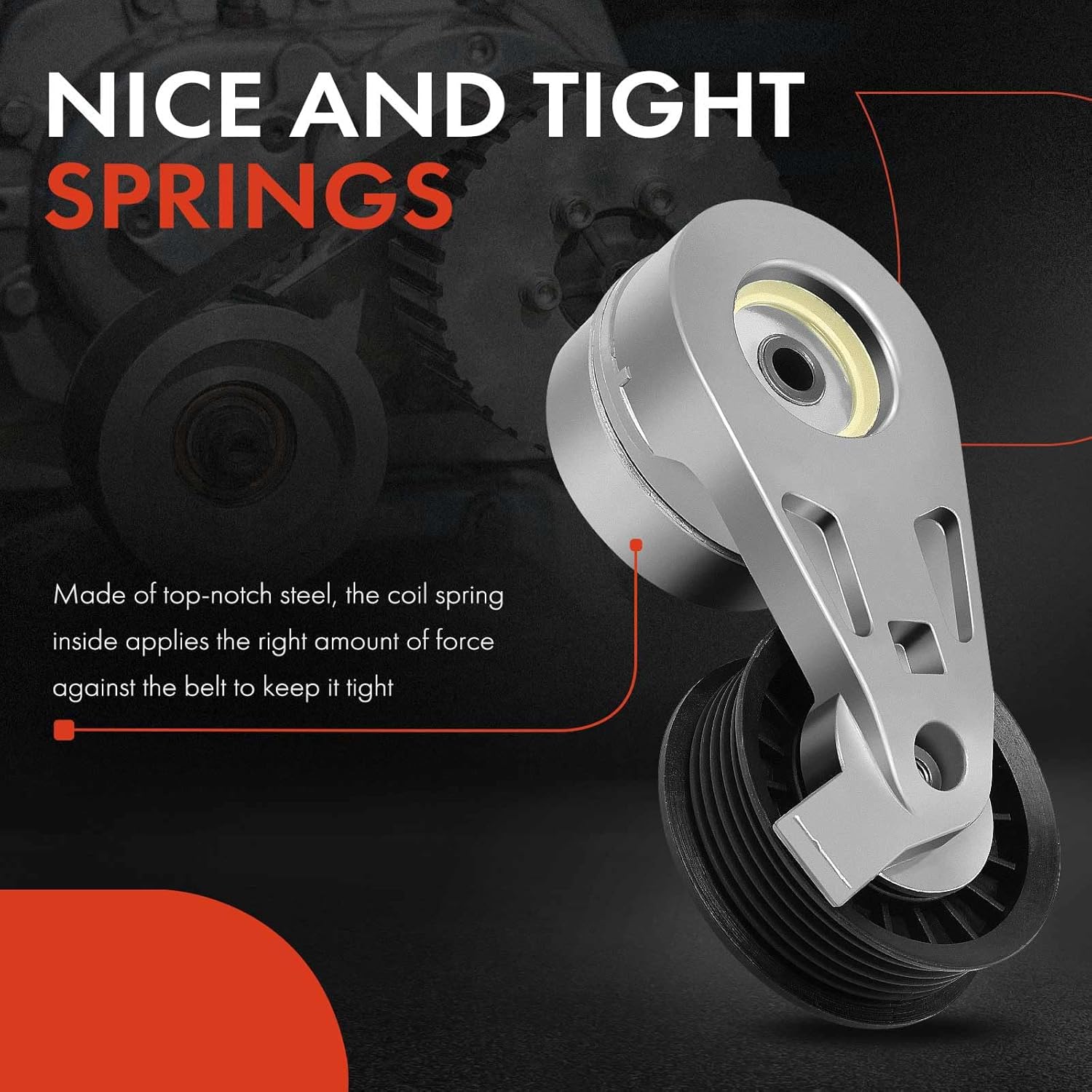 A-Premium Belt Tensioner Assembly with Pulley Compatible with Chevrolet Impala 2006-2011, Malibu 2006-2010, Uplander 2006-2009 & Pontiac G6, Montana & Saturn Aura, Relay, Vue, Replace# 12577764