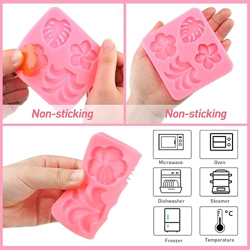 Miniatura 2 de Molde de hojas de flores tropicales de hibisco, flores de Monstera, hojas de silicona para fondant para bricolaje, chocolate, caramelo, pudín,