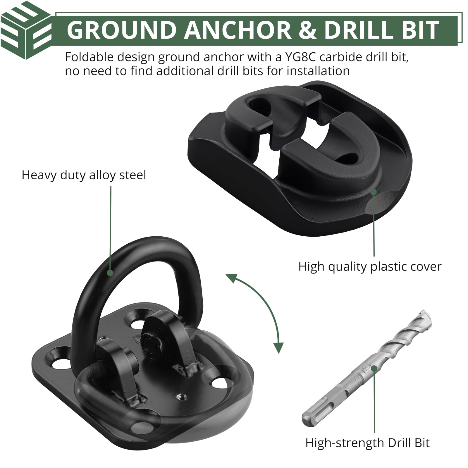 EYPINS Anclaje de suelo para motocicleta con broca, ancla de cadena de pared de acero para bicicletas, cerradura de motocicleta de seguridad premium con 4 pernos para bicicletas, motocicletas y