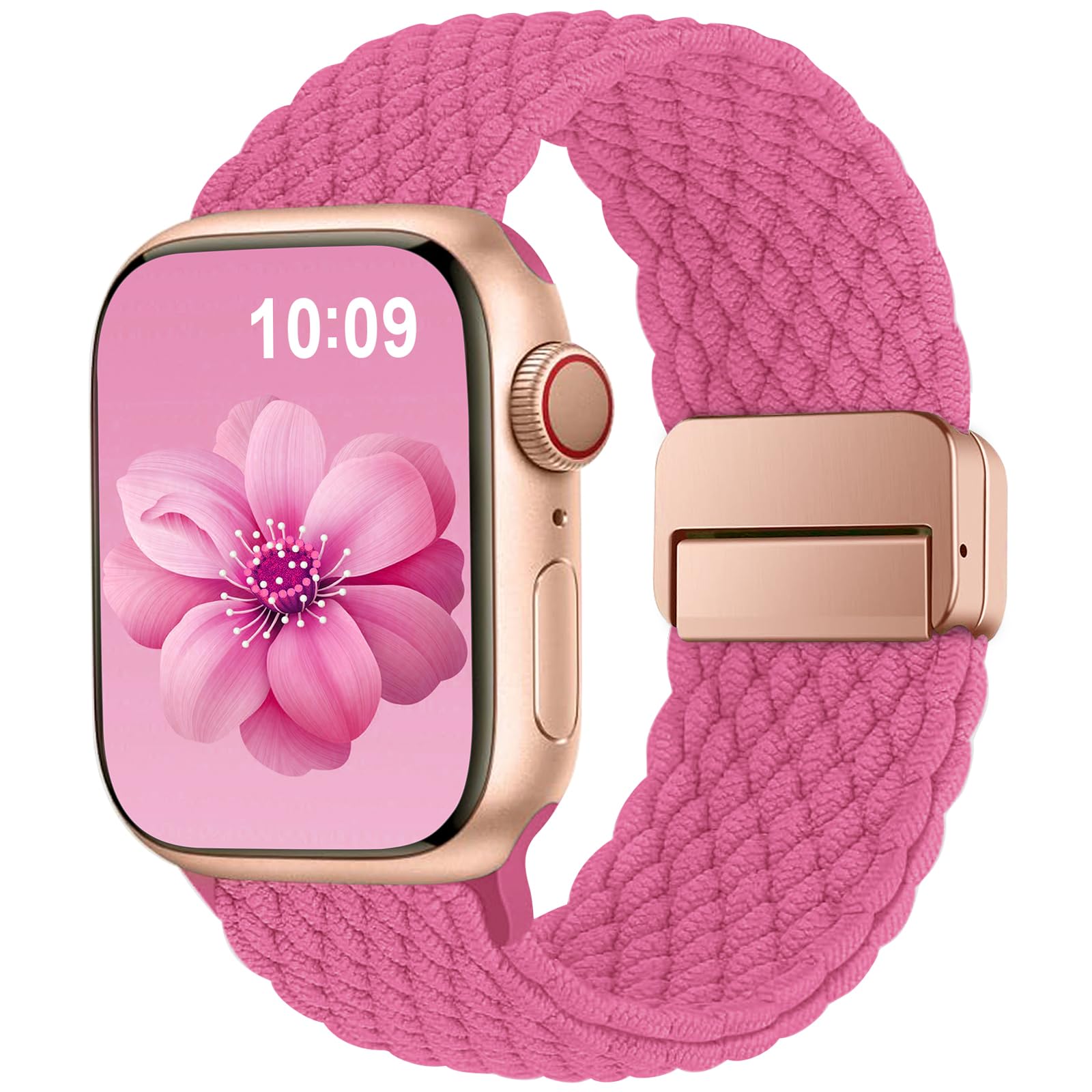 Higgs Braided Strap Compatible with Apple Watch Straps 44mm 46mm 38mm 42mm 40mm 41mm 45mm 49mm for Men Women, Nylon Elastic Magnetic Snap Strap for iWatch Series 11 10 9 SE 8 7 6 5 4 Ultra 3 2 1 — view 20