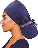 Vista 2 de ABAMERICA Scrub Caps for Women Surgical Caps Nurse Hat Functional Ponytail Holder for Long Hair Single or Satin-Lined