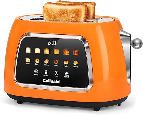 Tostadora de 2 rebanadas con pantalla táctil inteligente, tostadora digital retro de acero inoxidable con ranura extra ancha de 1.5 pulgadas con disponible en Yaxa Costa Rica