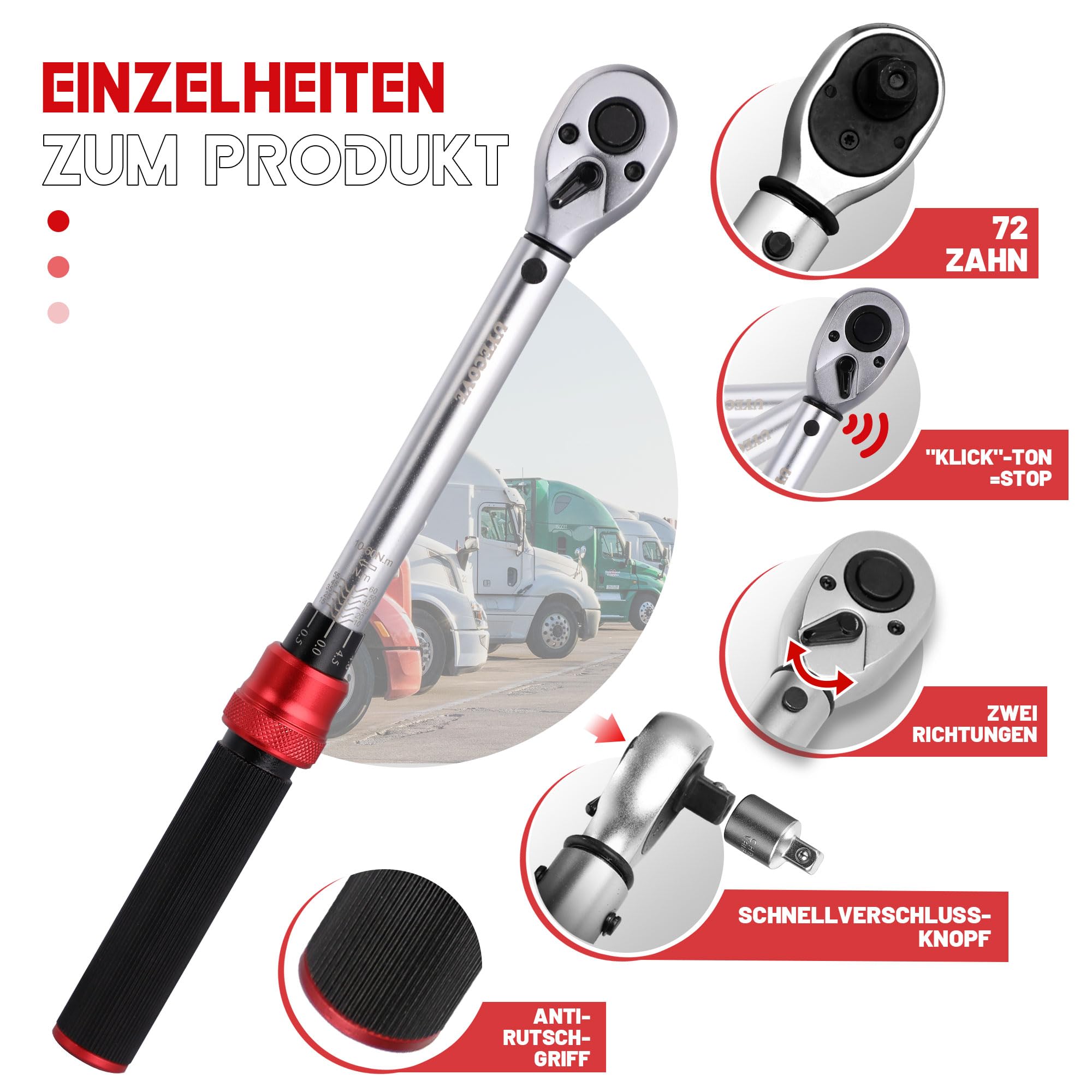 UYECOVE Torque Wrench 3/8 Inch Drive Click 10-60Nm/7.4-44.3FT.LB, 3/8 ...