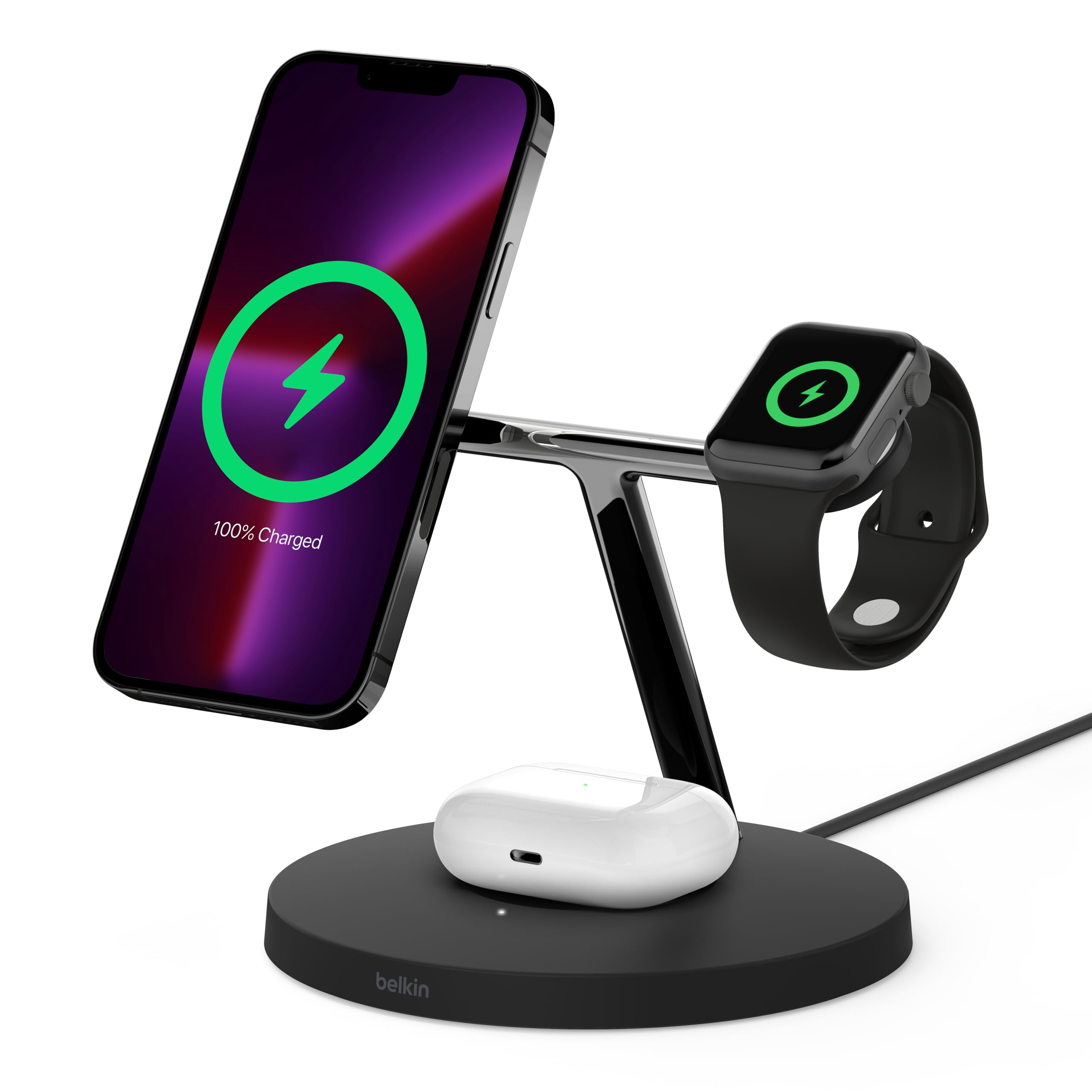 Belkin MagSafe 3-in-1 Wireless Charger, 15W iPhone Fast Charging