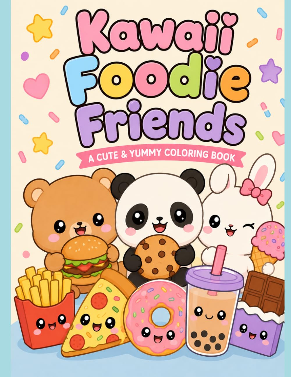 Kawaii Foodie Friends: Cute and Easy Coloring Book for Kids Ages 4–8