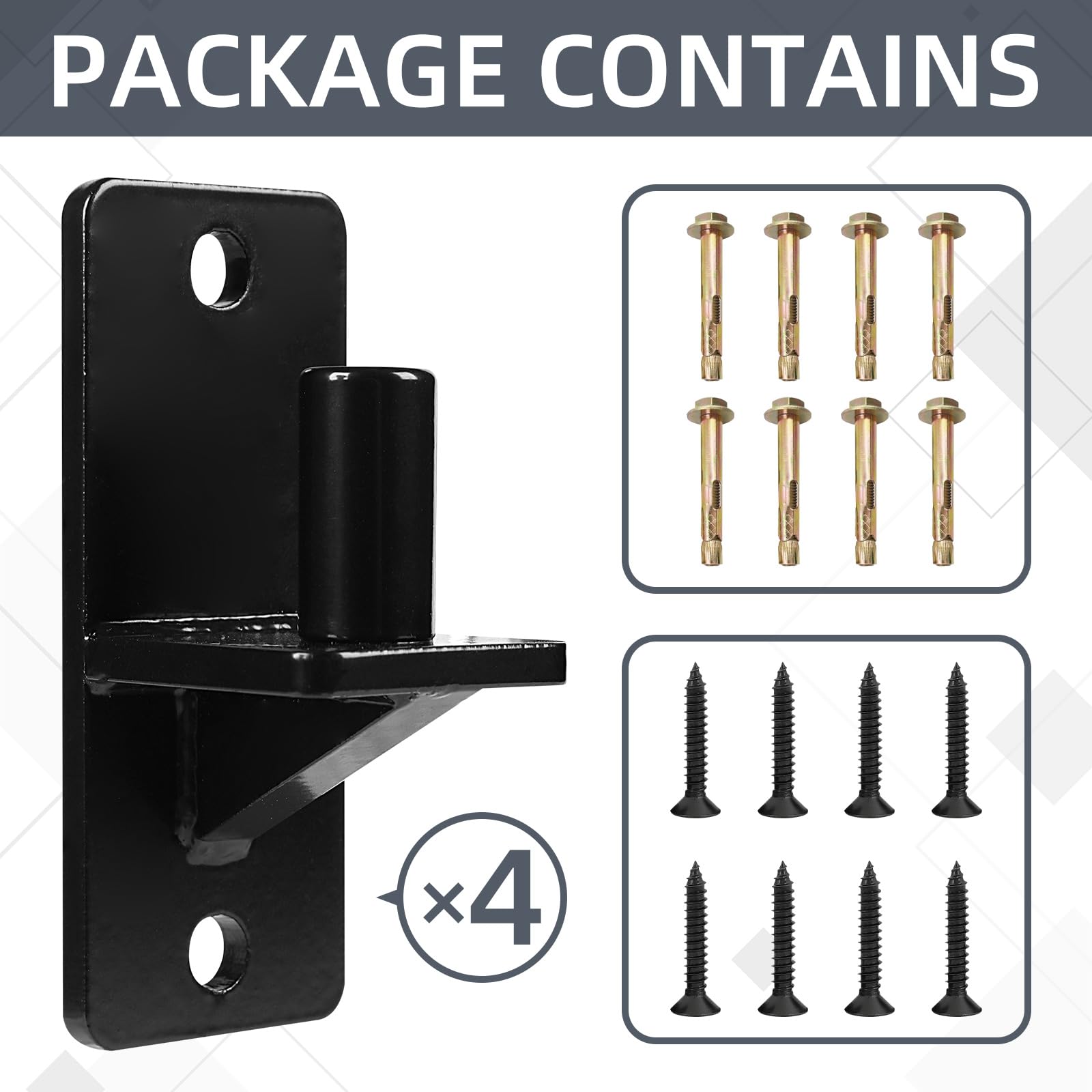 Dunzy Lot De 4 Charnières De Portail à Fixation Murale Robustes Avec Goupille De Charnière 5/8 Pour Clôture, Vis Non Incluses