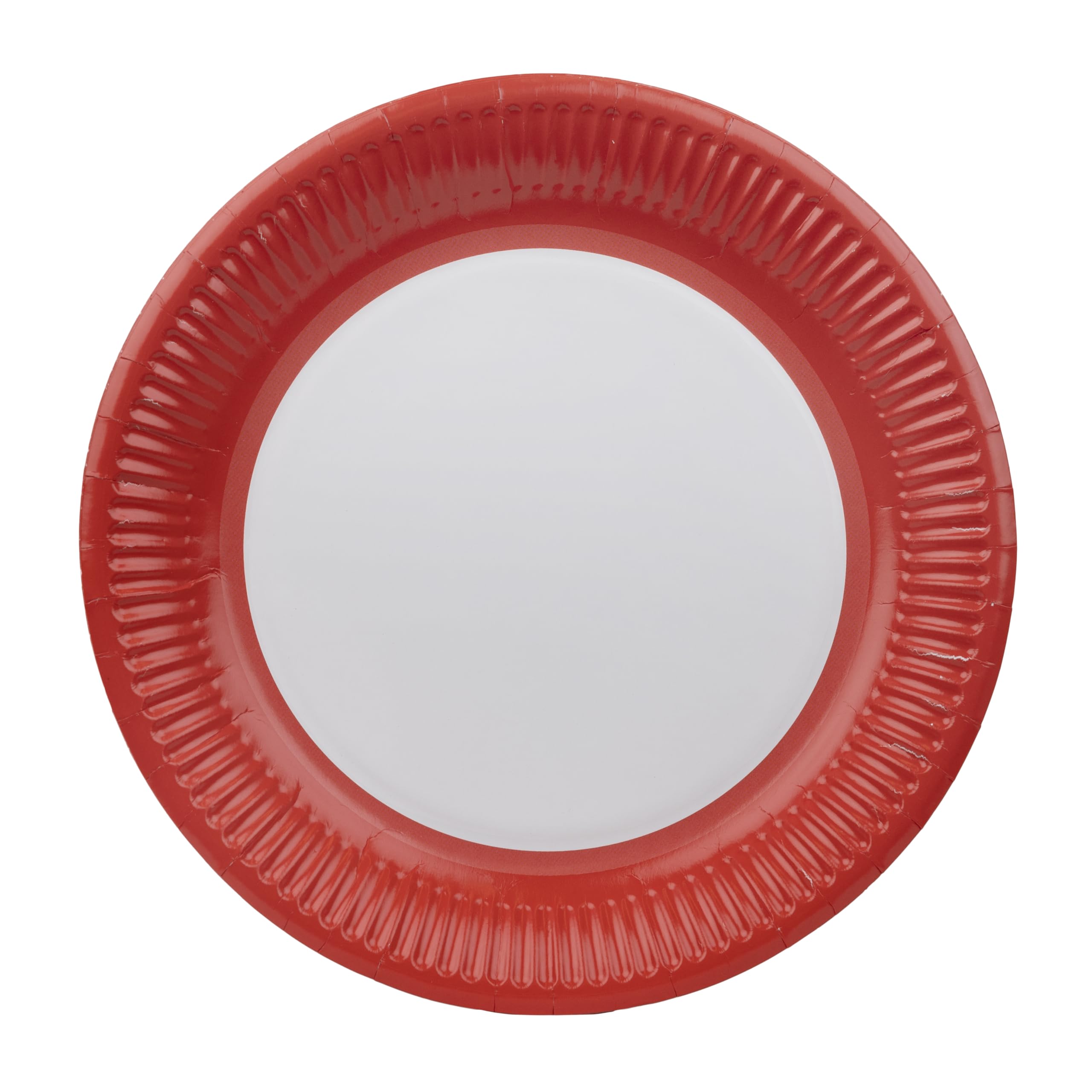 8 x Red Paper Party Plates for Birthday, Solid Colour Disposable Round Dishes, BBQs, Picnic, Kids Birthday Bay Shower Supplies 23cm 9inch