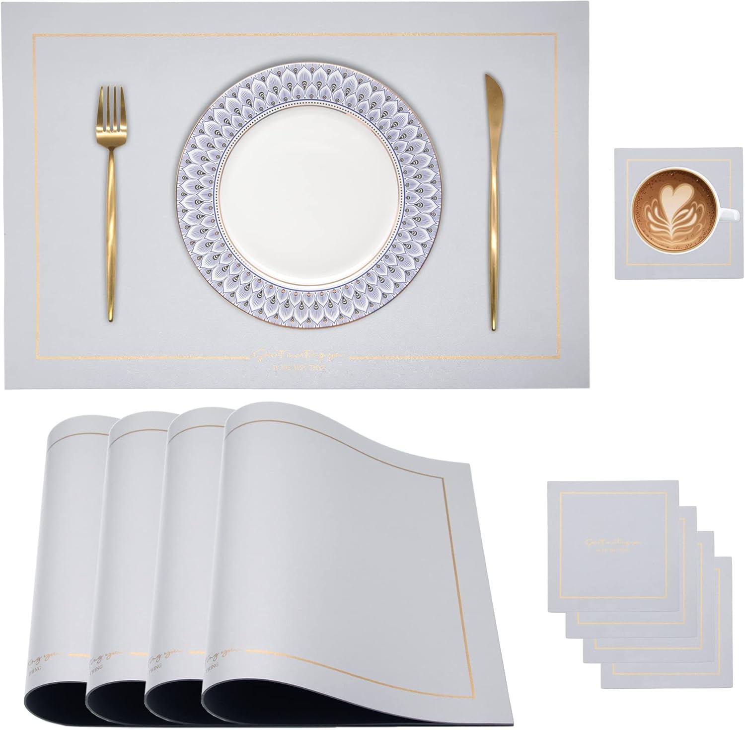 PU Leather Placemats,Heat Resistant Waterproof Wipeable Washable