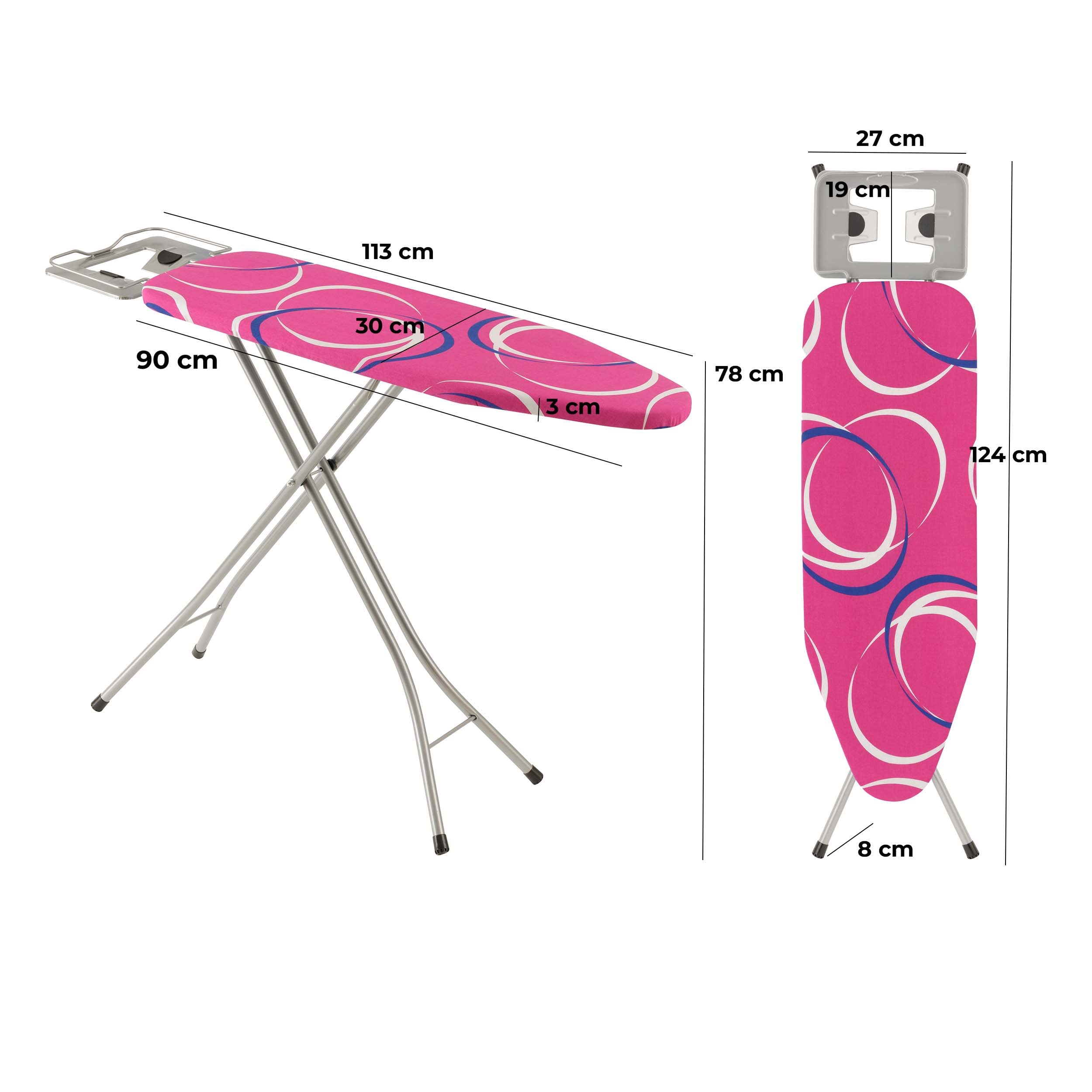 Baroni Home Table à Repasser Réglable en Hauteur avec Repose-Fer, Planche à Repasser Peu Encombrante avec Housse en Coton, Table à Repasser Pliante en Métal 113x30x78 cm, Fleurs Roses Baroni Home Table à Repasser Réglable en Hauteur avec Repose-Fer, Planche à Repasser Peu Encombrante avec Housse en Coton, Table à Repasser Pliante en Métal 113x30x78 cm, Fleurs Roses