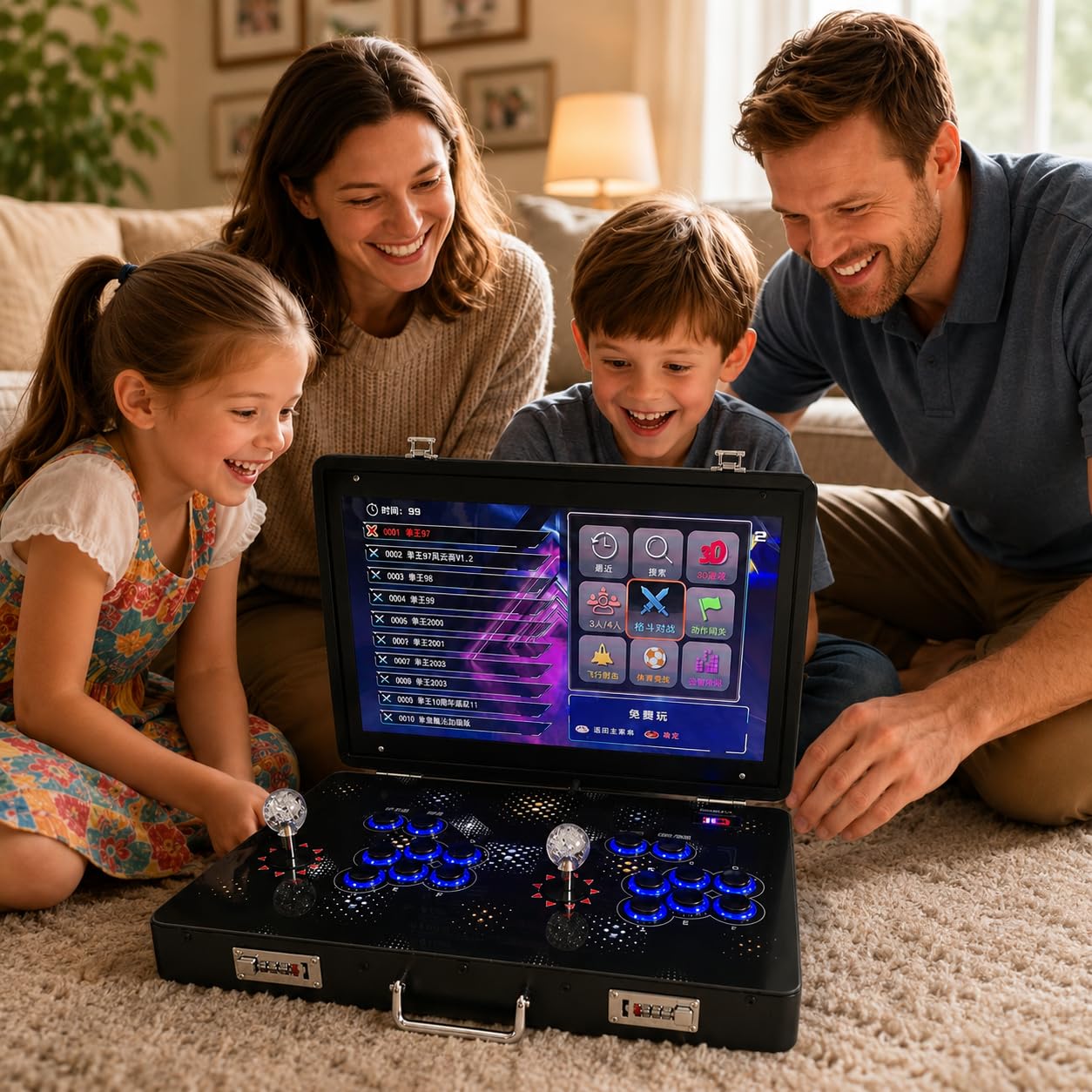 Console di gioco arcade retrò portatile, scatola pieghevole in metallo 35000-in-1 con schermo da 21 pollici, funzione di ricerca, nascondi e pausa