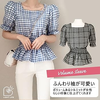 新品タグ付　マーロンエンノンフィ　ギンガムチェック ペプラムトップス　S 新品タグ付 マーロンエンノンフィ ギンガムチェック ペプラムトップス S