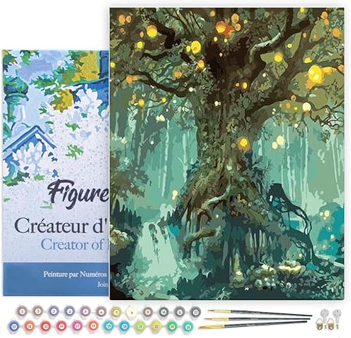 Vista 509 de Figured'Art - Juego de pintura por números, lienzo enrollado sin marco, para manualidades, para adultos, 16 x 20 pulgadas, jarrón de peonías